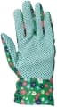 Kertészkesztyű, varrott zöld pamut,zöld pettyes tenyér, férfi (10)