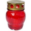 Mécses LA72, üveg test, fedeles gömb, piros (110 mm)