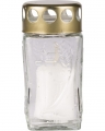 Mécses LA201 C, üveg test, fém fedeles, domború mintákkal, színtelen (105 mm)