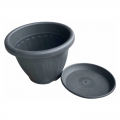 Virágcserép + alátét Venecia, antracit (25 cm)