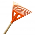 Lombseprű műanyag, 20 fogú, 43 cm-es, fa nyéllel